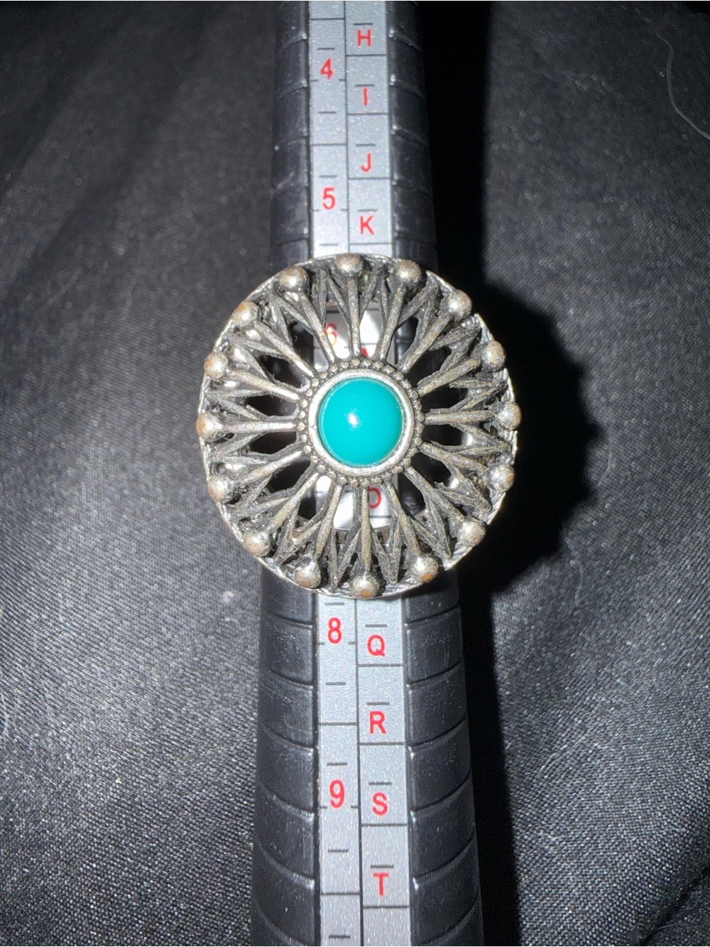 Lucky Brand Silver-Tone Ring with Turquoise Center